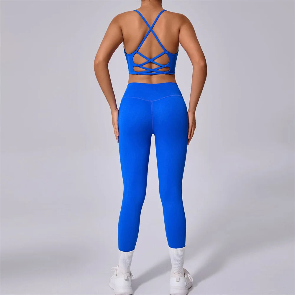 Yoga Set 2PCS Gym Set Workout Clothes for Women Seamless High Waist Leggings Sports Bra Suit Female Sportswear Women Tracksuit