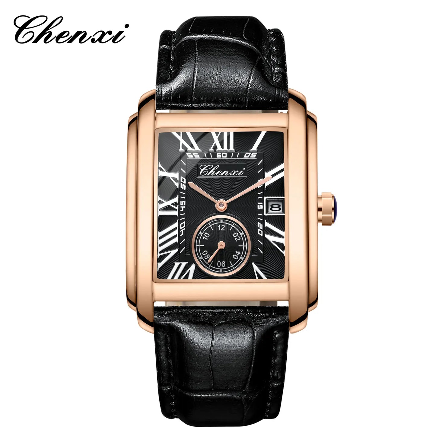 Chenxi 8216 Top Brand Rectangle Sport Men Watch Hot sell Military Calendar Waterproof Male Genuine Leather Quartz Elegant Clock