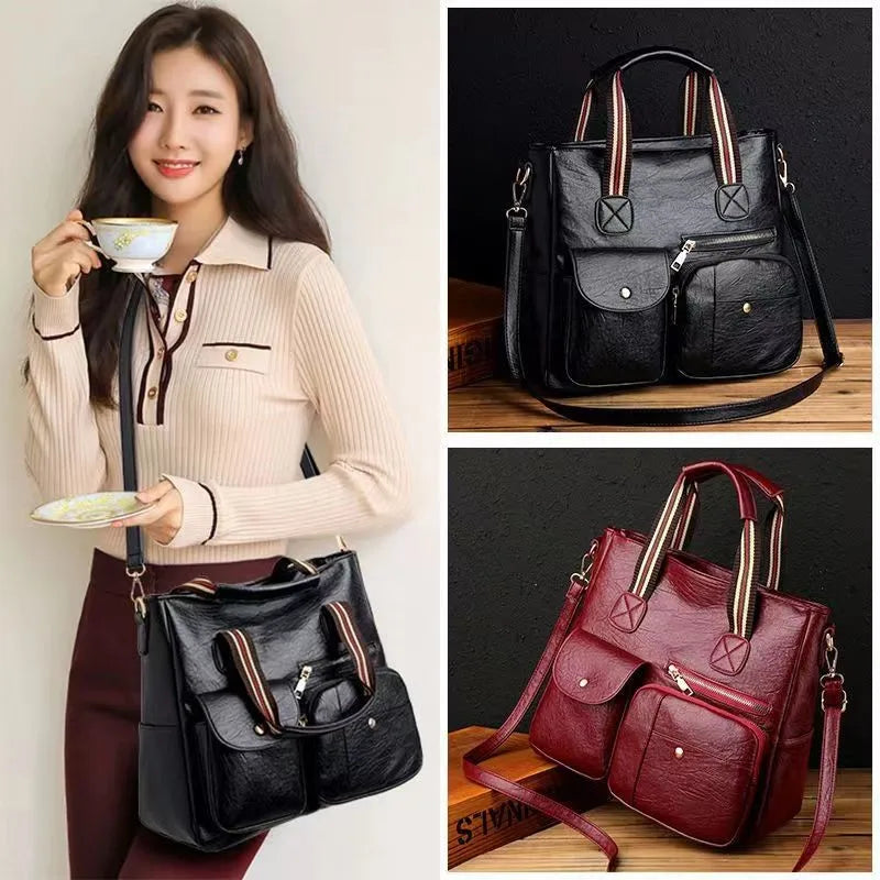 Women's Handbag Women's Shoulder Bag Fashion Purse Vintage Leather Bag Large Capacity Handbag Inclined Shoulder Bag Mom's Bag