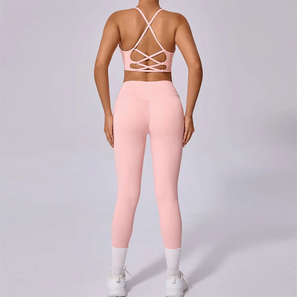 Yoga Set 2PCS Gym Set Workout Clothes for Women Seamless High Waist Leggings Sports Bra Suit Female Sportswear Women Tracksuit