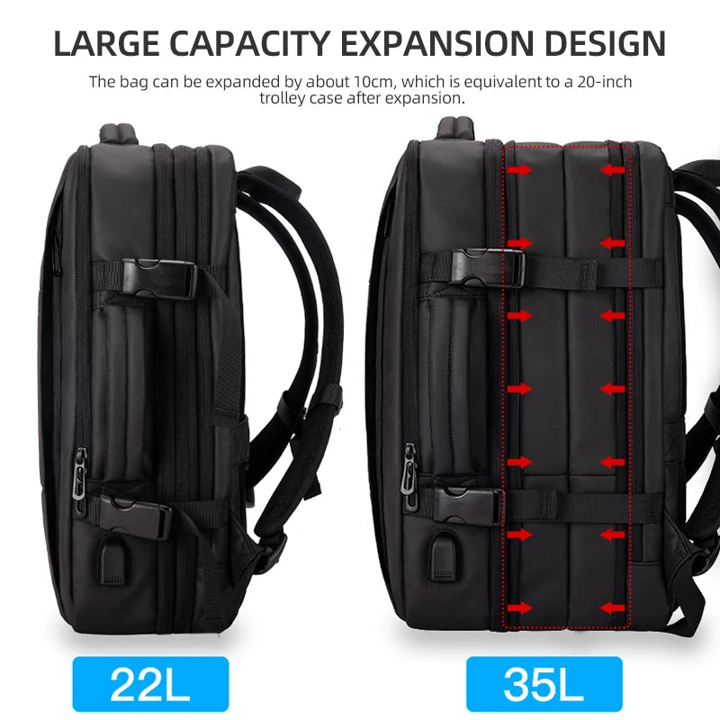 Heroic Knight Travel Backpack Men Business Backpack School Expandable USB Bag Large Capacity 15.6 Laptop Waterproof Backpack Bag