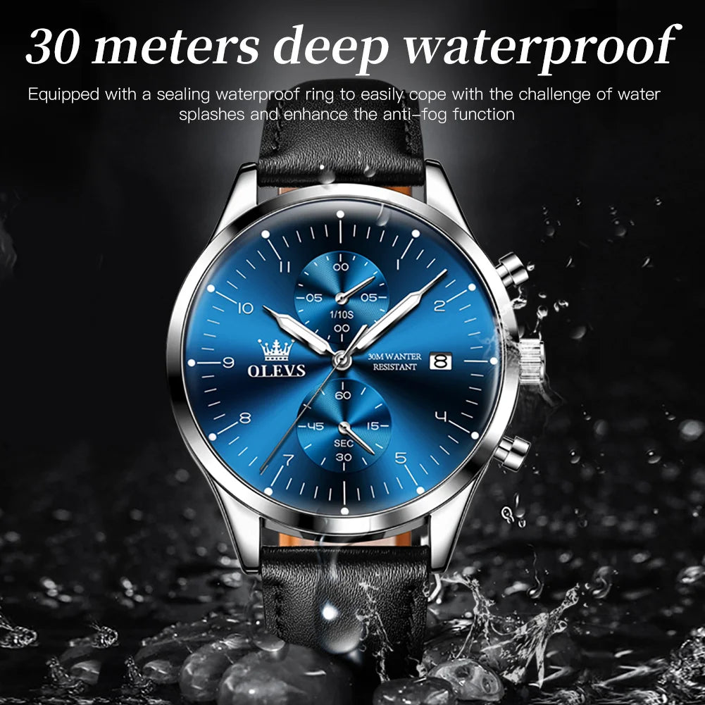 OLEVS Watches for Men Original Brand Quartz Luxury Business Men's Watch Waterproof Luminous Date Fashion Chronograph Wristwatch