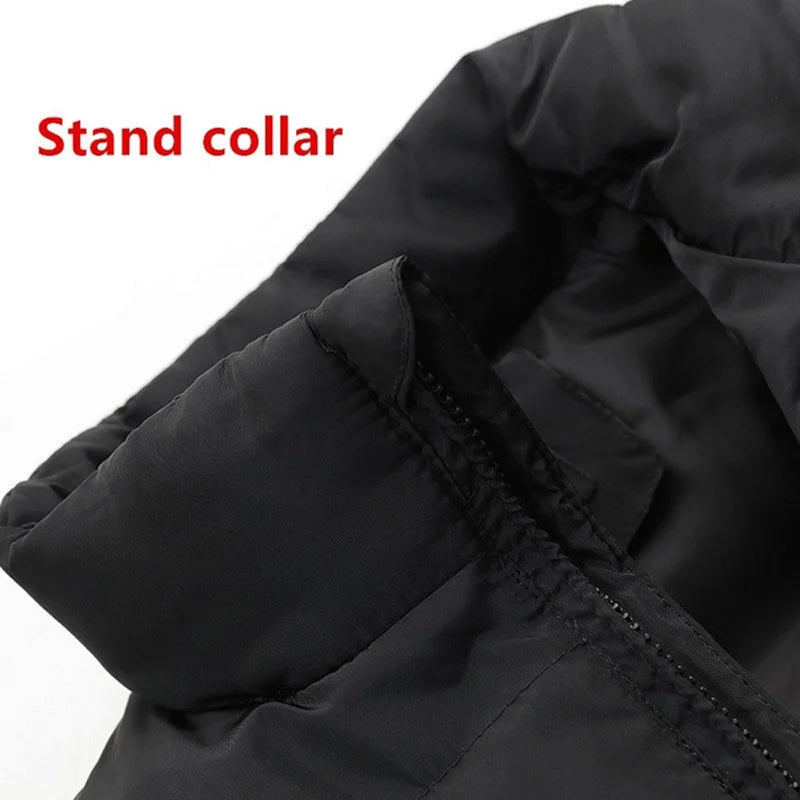 Fashion Men's Custom Your Logo  Casual Jacket Fashionable Warm Down Vest Slim Fit Sleeveless Thicken Stand Collar Vest Jacket