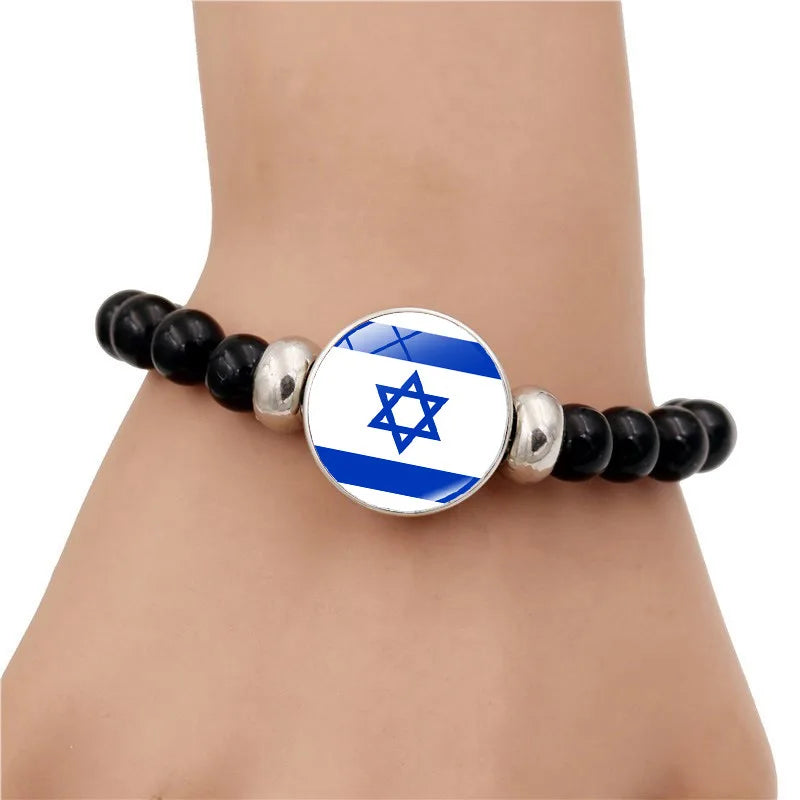 Palestine Flag Bracelet Men'S And Women'S All-In-One Black Beaded Bracelet Jewelry Accessories Adjustable Chain Bracelet