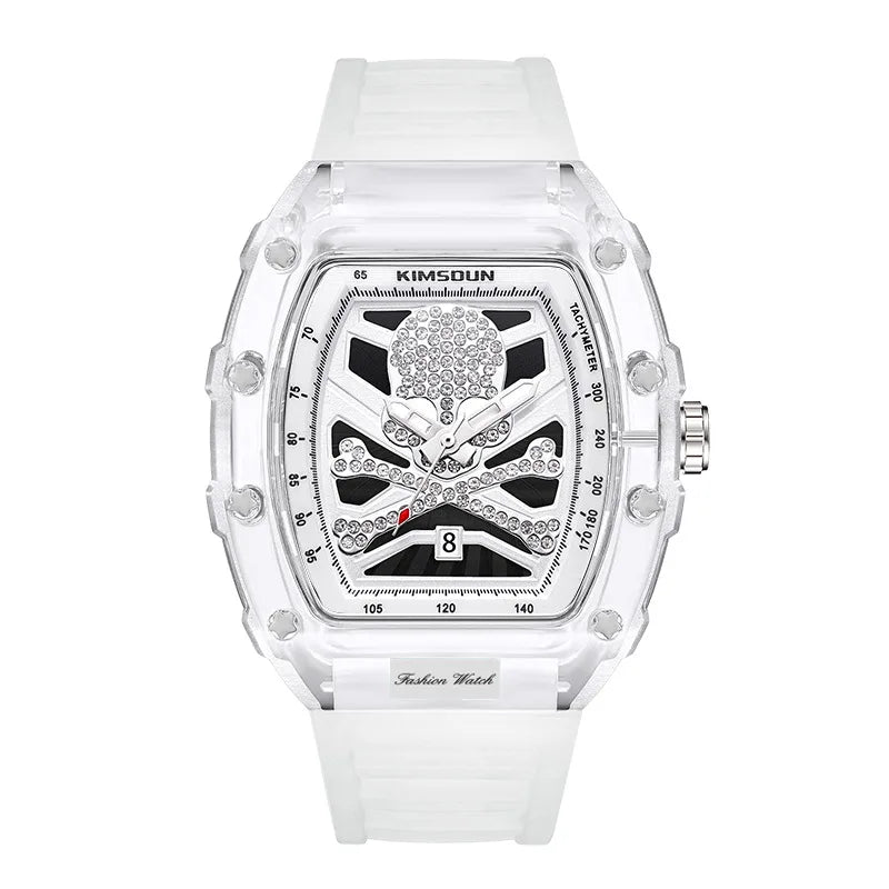 UTHAI CQ207 New Diamond Skeleton Wine Barrel Quartz Watch, Casual Fashion Sports Calendar Waterproof Glow Men's Watch