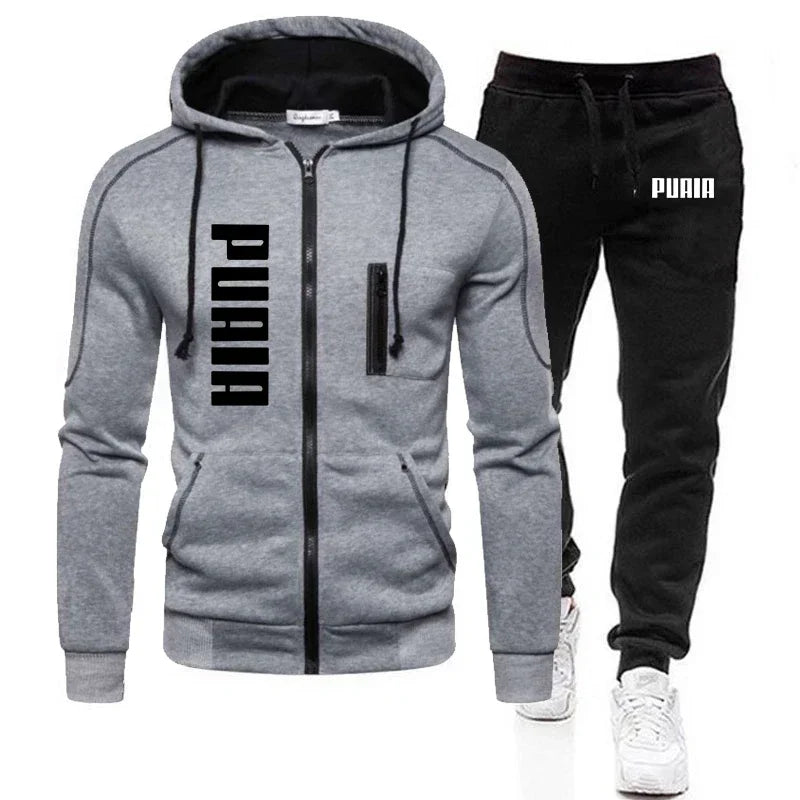 Men Jacket Tracksuit Casual Sports Suit Men's Set Autumn Winter Two Pieces Set Mens Sportswear Plus Pants Suit