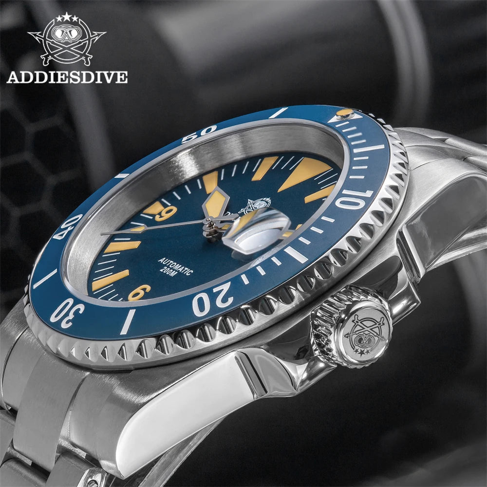 ADDIESDIVE Watch Man Diver NH35 Automatic Mechanical Wristwatch Luminous Ceramic Bezel Sapphire 20Bar Diving New Watch AD2064