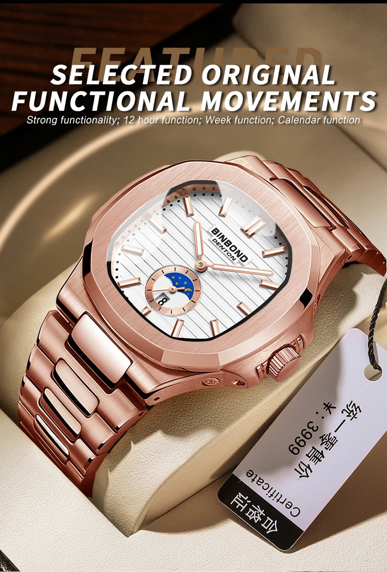 BINBOND Neue Casual Business Uhr Männer Luxus Quarzuhr Leuchtende Wasserdichte Datum Mode Quarz armbanduhren Relógio Homem