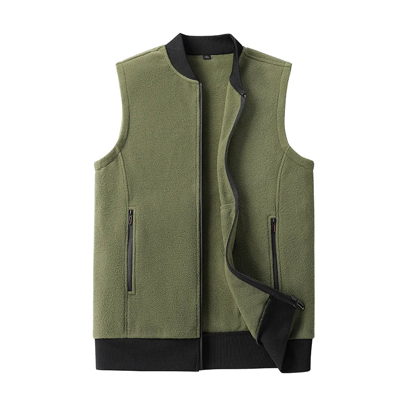 Plus Size 8XL Autumn New Men Polar Fleece Vest Warm Fleece Windproof Sleeveless Vest Multi-Pocket Casual Full Zip Vest Coat Male