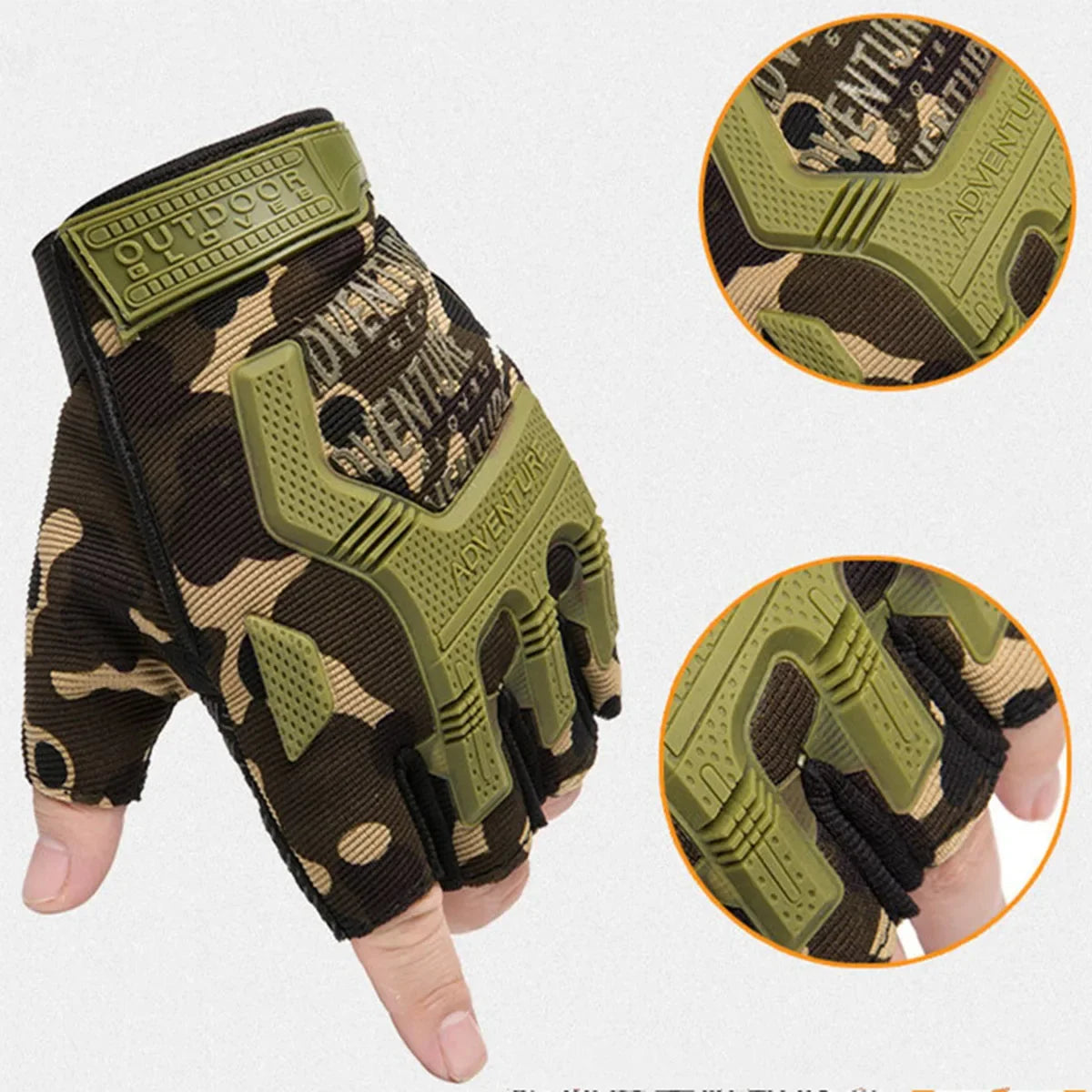 Fingerless Gloves Camouflage Mittens For Fitness Gym Male Anti-skid Motorcycle Men Women Moto Half Finger Fitness Gloves