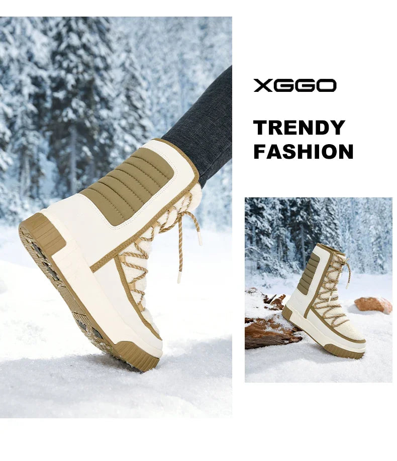 XIANG GUAN Outdoor Cold Resistant Hiking shoesTrainers Winter Women Snow Boots waterproof Mountain shoes Camping Casual sneakers