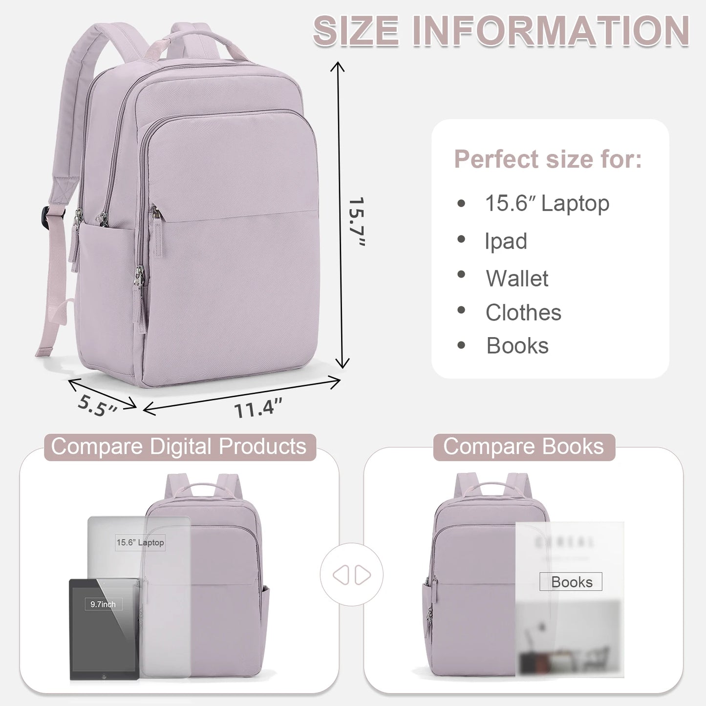 Backpacks for Women Versatile College Daypack Casual Student Schoolbag Waterproof Large-Capacity Travel Backpack Laptop Bag