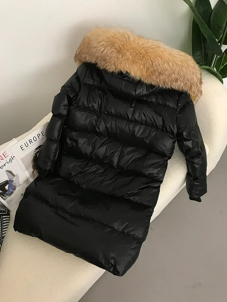 OFTBUY 2023 Real Fox Fur Raccoon Fur Collar Hooded Winter Jacket Women Thick Warm Duck Down Long Streetwear Outerwear Detachable