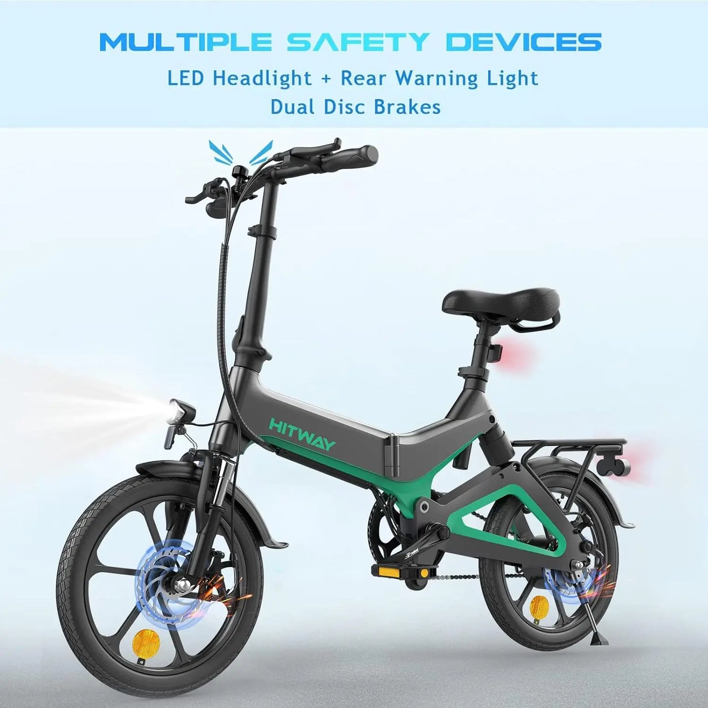 16 electric bike HITWAY W/36V Foldable Electric Pedal Assistance with 7.8ah Battery, Accelerator-Free, for teen