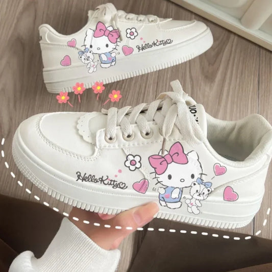 Sanrio Hello Kitty Kawaii Girl Skateboard Shoes Women Shoes Breathable Small White Shoes Comfortable Versatile Student Sneakers