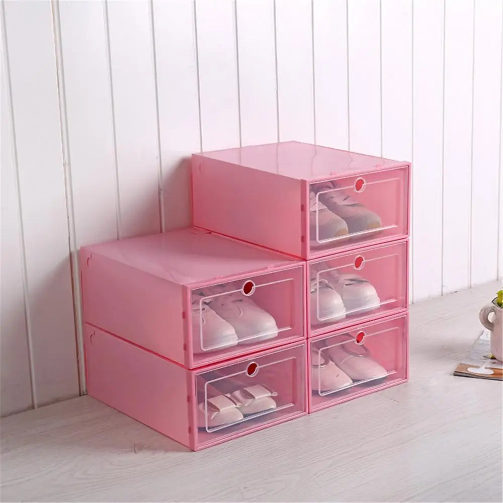 Transparent Shoe Box Shoes Organizers Plastic Dustproof Storage Box Stackable Combined Shoe Cabinet Shoe Display Box Drawer Case