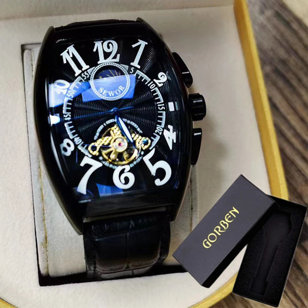 Luxury Mens Automatic Mechanical Watches Tourbillon Skeleton Wrist Clock Male Luminous Man Wrist watch for men relojes mecánicos