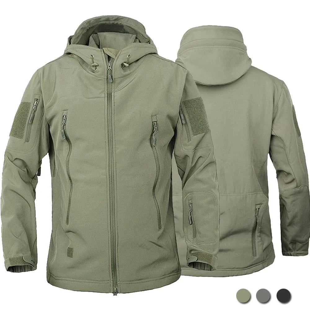 2024 new Tactical Jacket Men Combat Soft Shell Jackets Techwear Windproof Waterproof Breathable Fleece Thermal Hooded Coats