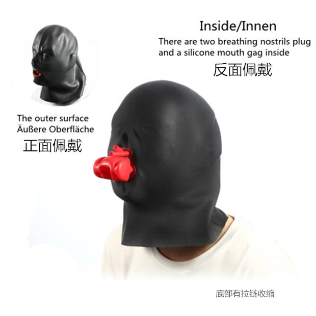 BDSM Fun Latex Mouth Stopper Nasal Tube Dental Mask Headgear Three-dimensional Face Asphyxia Oral SM Training