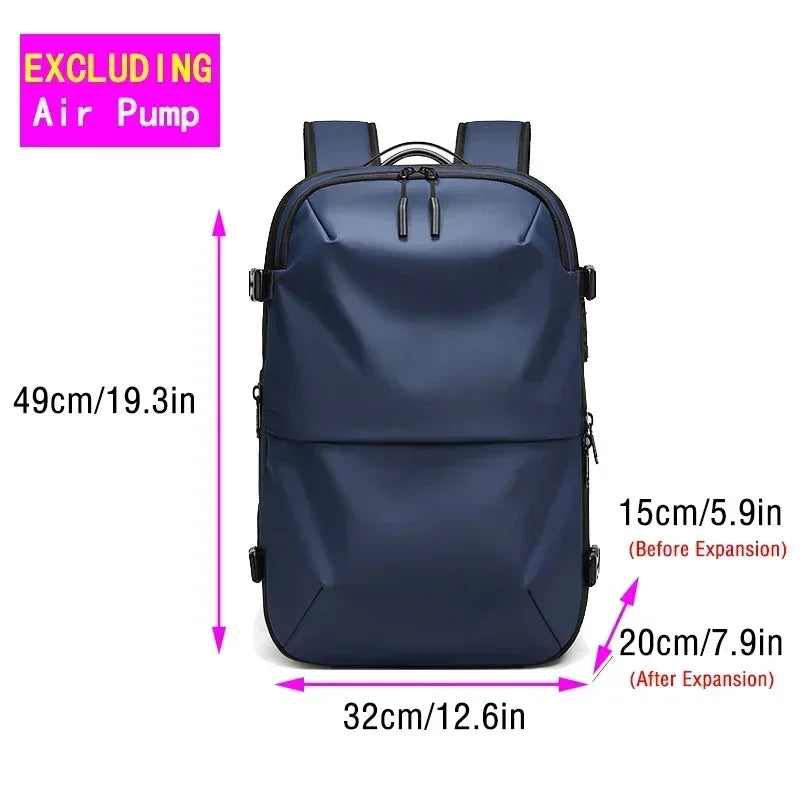 Waterproof Man Travel Backpack Vacuum Compression With Air Pump Anti Theft Laptop Bag Expandable Fashion Casual Large Back Pack