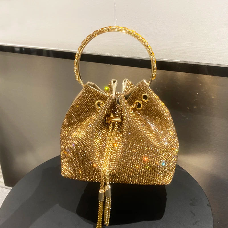 purses and handbags bags for women luxury Designer bucket clutch purse evening banquet bag Crystal rhinestone shoulder bag