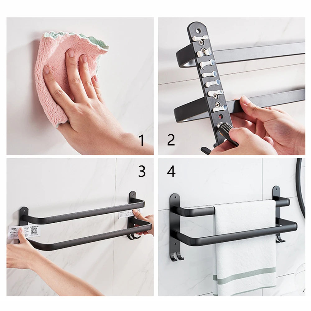 Bathroom Towel Rack 3 Layers No Drill Towel Holder Shower Rack Aluminum alloy Storage Shelf  Bathroom Accessories