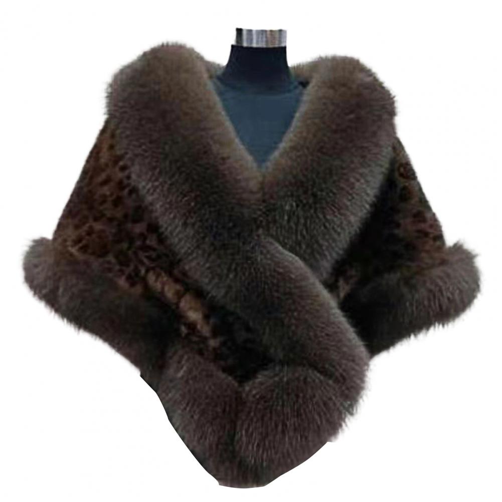 Faux Fur Shawl Faux Rabbit Collar Winter Shawls Elegant Bridal Fur Wrap Shawl Plush Warm Cape Coat Fluffy Poncho Women Jacket