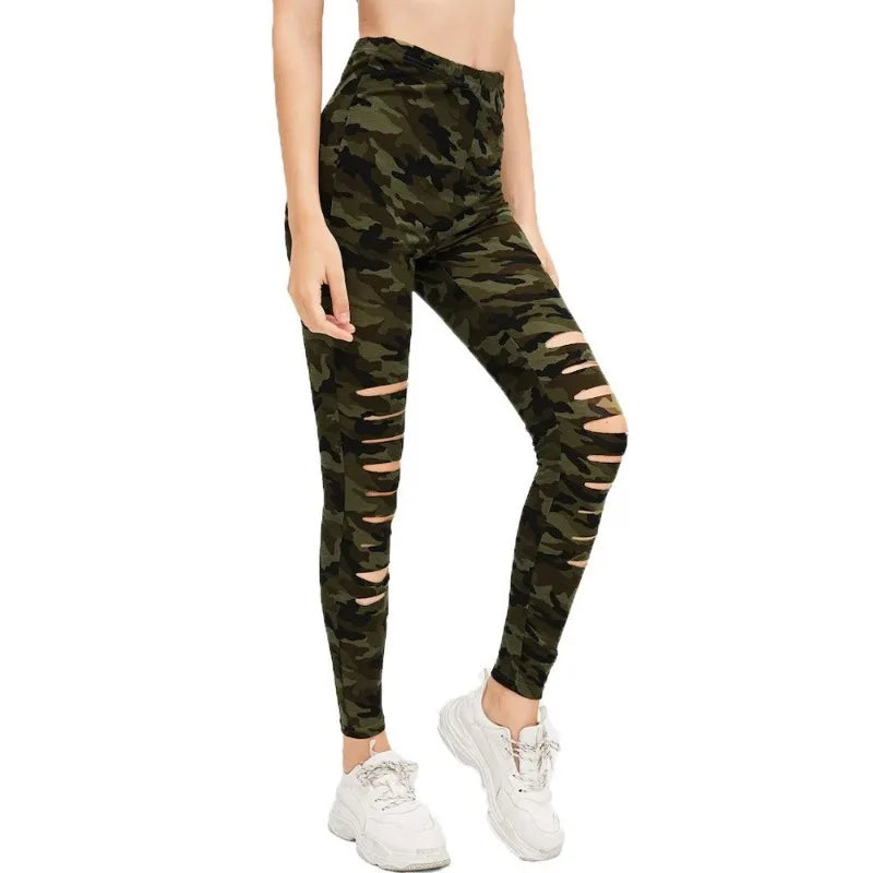 Camo Hollow Out Leggings for Women Sexy Seamless Leggings High Waist Hip Liftting Fitness Pants Workout Running Yoga Pants