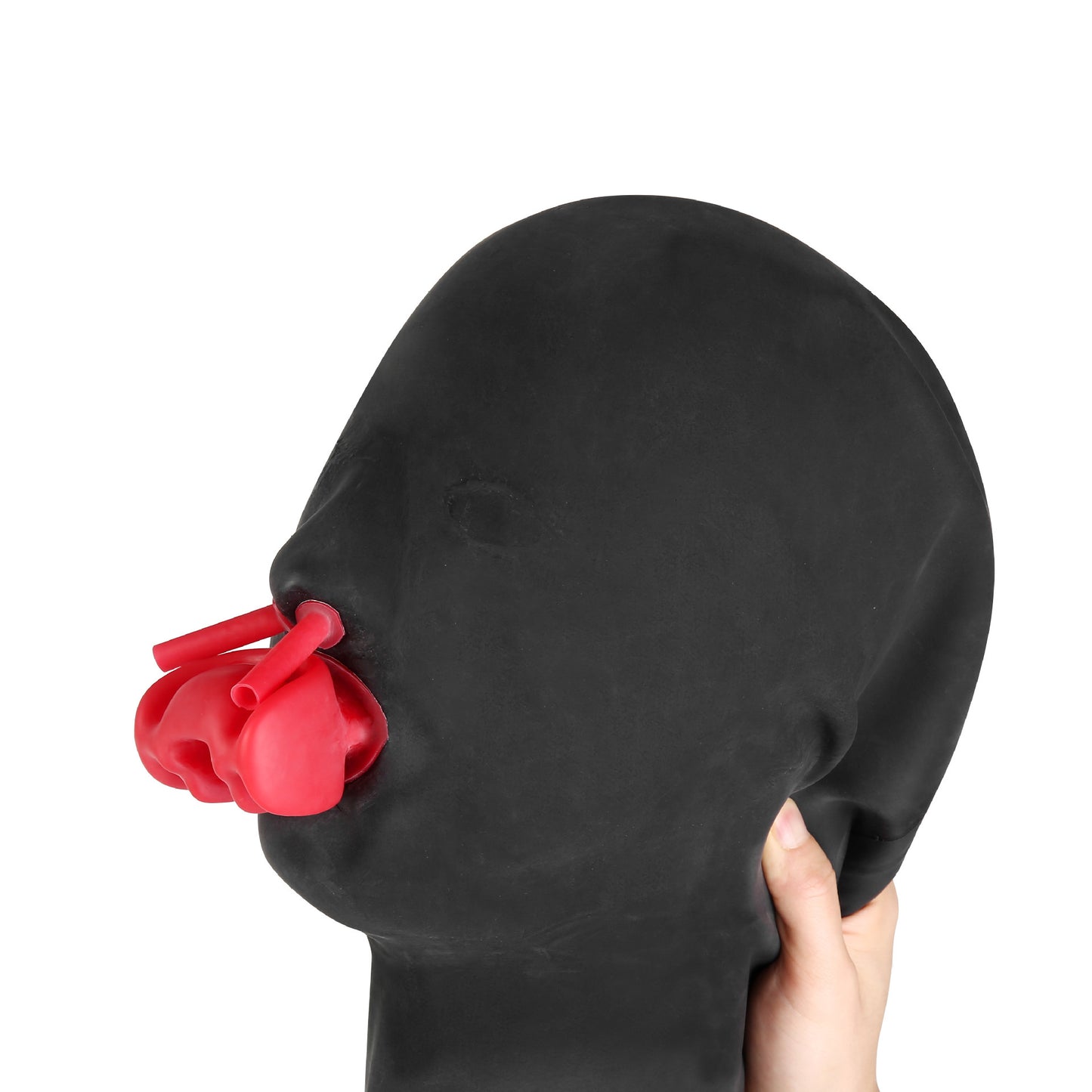 BDSM Fun Latex Mouth Stopper Nasal Tube Dental Mask Headgear Three-dimensional Face Asphyxia Oral SM Training