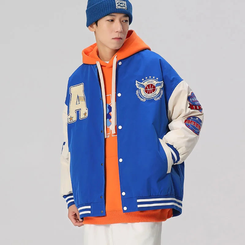 Hip Hop Bomberjacken Herren Hochwertige Tiger Letter Flocking Stickerei Ärmel Baseballjacke Übergroßer Mantel Unisex