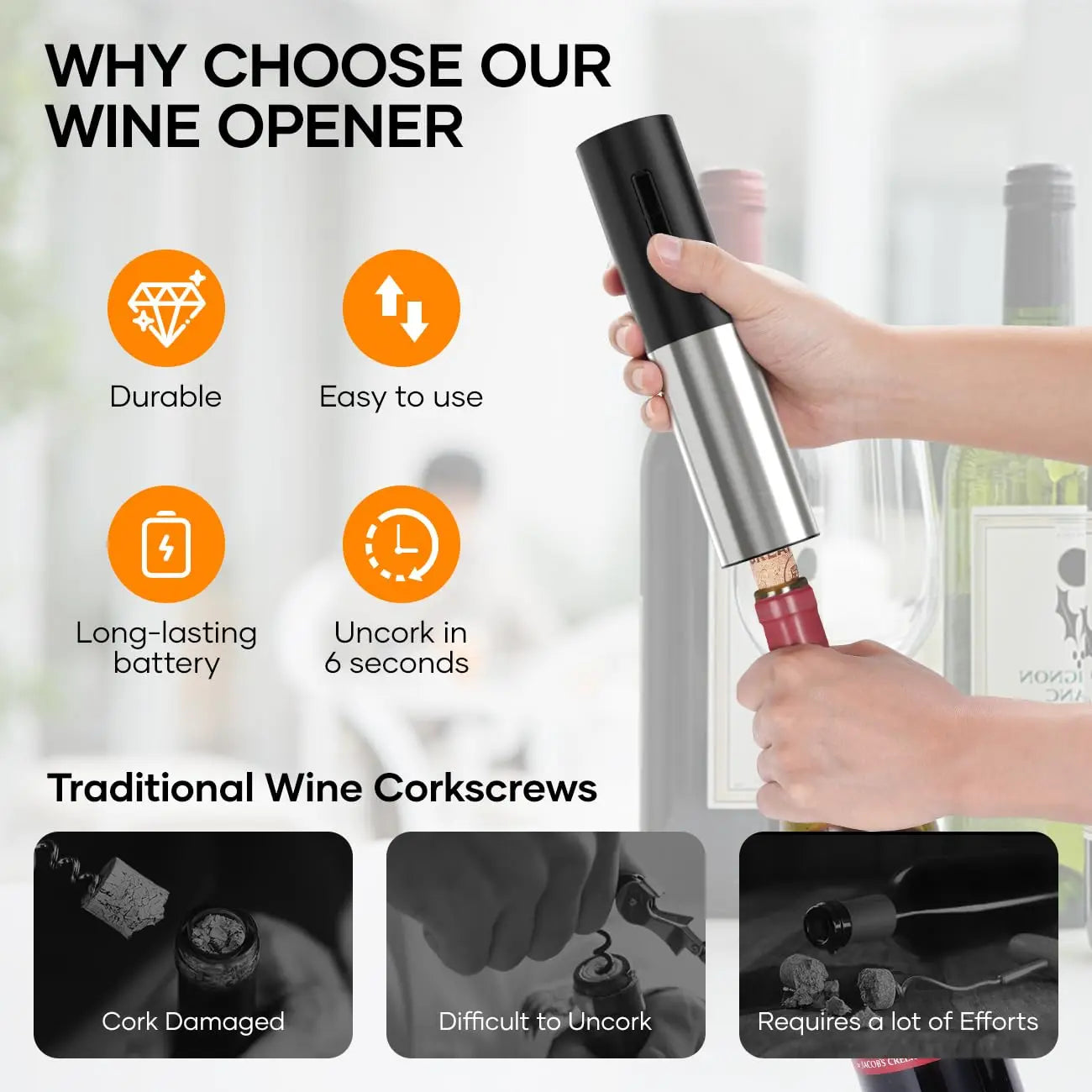 4 In 1 Electric Decanter Set Wine Lovers Gift for Home Kitchen Rechargeable Automatic Wine Bottle Opener With Vacuum Stoppers