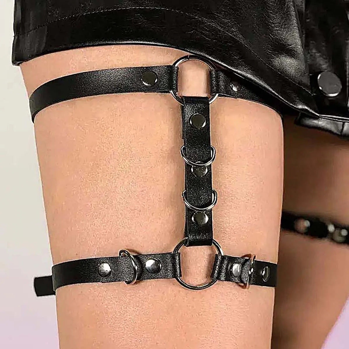 Punk Leather Sexy Suspenders Thigh Harness Belt Body Bondage Women Lingerie Fashion Leg Garter Belt Stockings Female Clothing