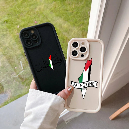 Cartoon Palestine Flag Map Passport Phone Case For iPhone 16 15 14 13 12 11 Pro Max Mini XR XS X 7 8 Plus Camera Protection