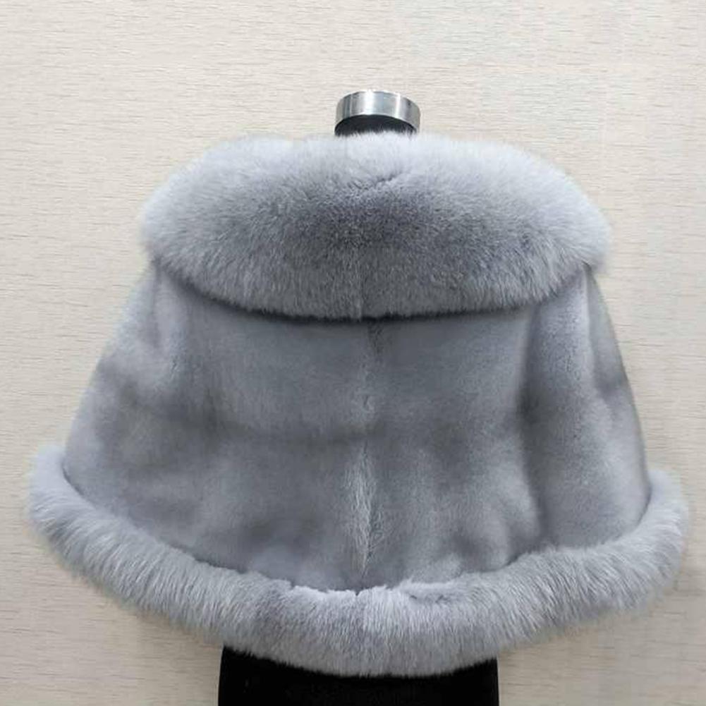 Faux Fur Shawl Faux Rabbit Collar Winter Shawls Elegant Bridal Fur Wrap Shawl Plush Warm Cape Coat Fluffy Poncho Women Jacket