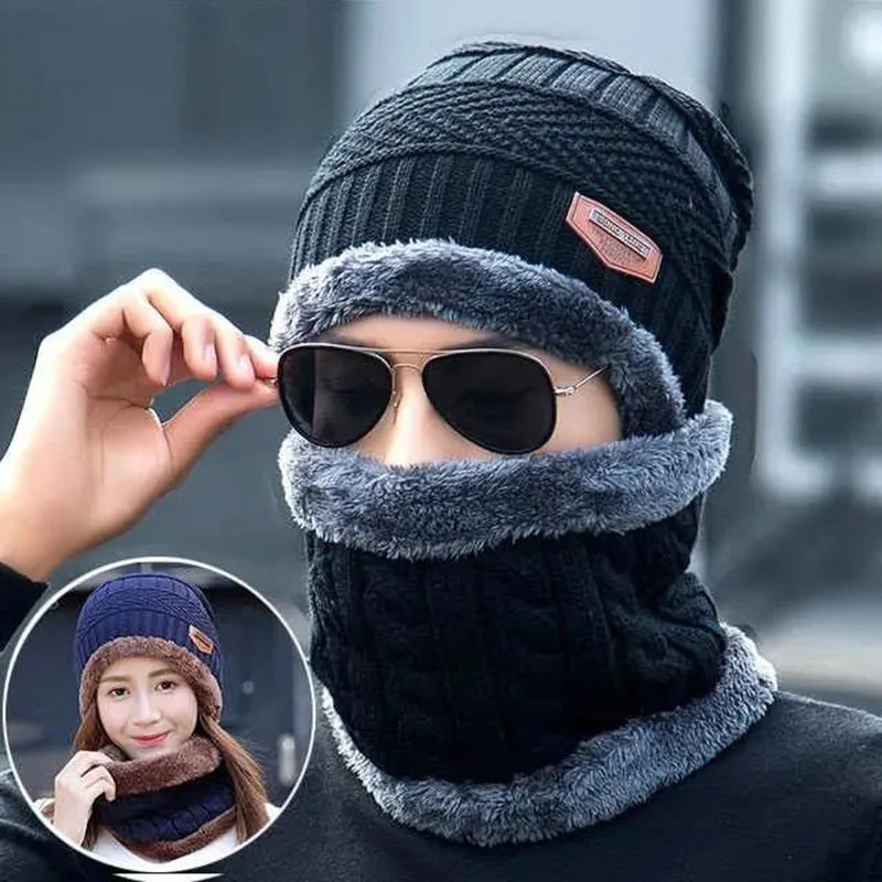 Winter Fleece Schal Mützen Verdicken Plüsch Warme Beanie Wollstrickmützen Männer Frauen Outdoor Radfahren Ski Kälteschutz Halsmaske Hut