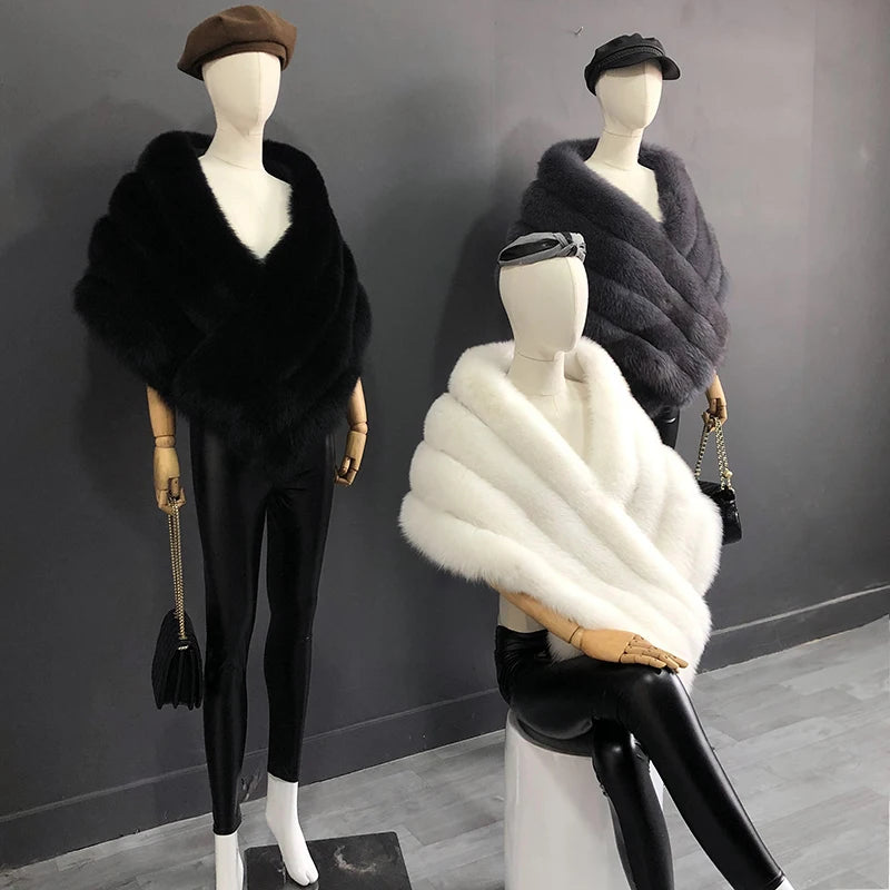 Damen Echt Fuchs Pelz Schal Weste Jacke Flauschigen Pelz Cape Natur Pelz Poncho Pelz Dame Schal Wrap Mantel Schal Hochzeit Party Kleidung