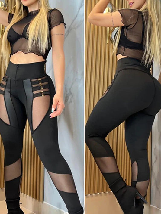 Women Solid Tight High Waist Slim Fit Sheath Long Pants Autumn Spliced Package Hip Trousers Sexy 2023 Regular Casual Ladies