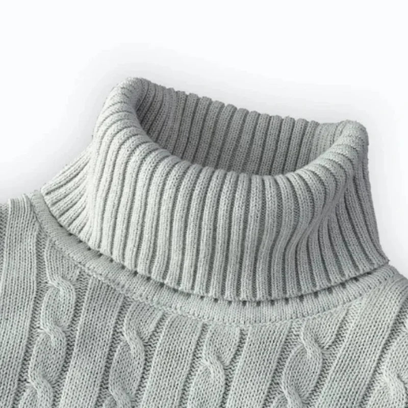 Men's High Neck Sweater Solid Color Pullover Knitted Warm Casual Turtleneck  Mens  Knitted Sweater