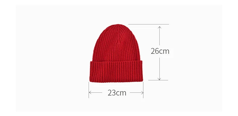 Einfarbig rot reine Wolle Hüte Frauen Männer warme Wollmütze Herbst Wintermütze Erwachsene Beanie neue gestrickte Mützen Luxus Urlaub Geschenk