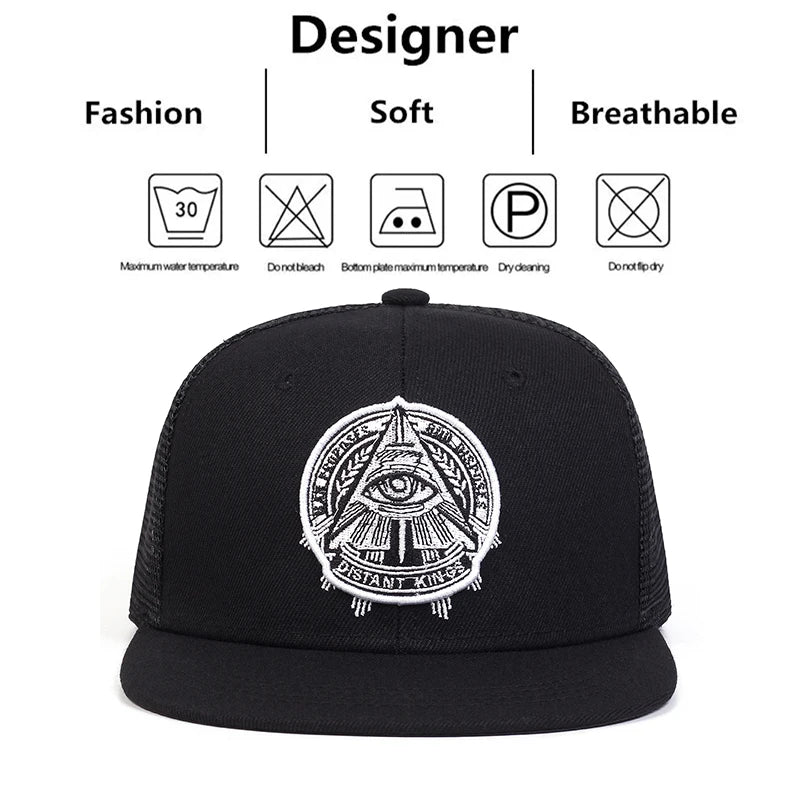 Adjustable Fashion Fastball Cap The Eye of God Faux Suede Hip Hop Snapback Hat Unisex Adult Outdoor Casual Sun Baseball Cap