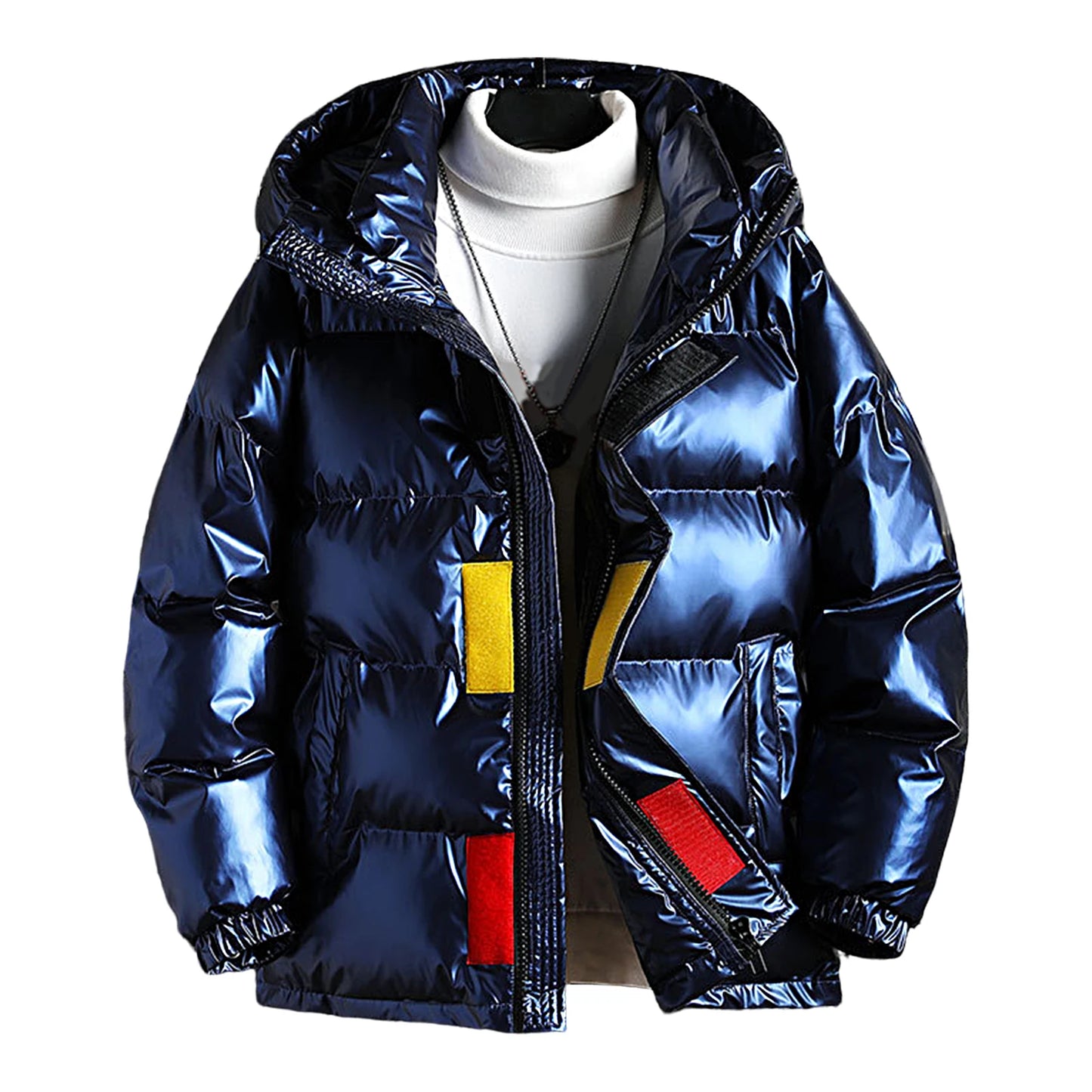 White Duck Down Jacket Men's Winter Fashion Casual Short Coat Shiny Hooded Windbreaker Youth Men Outwear Down Coat Male