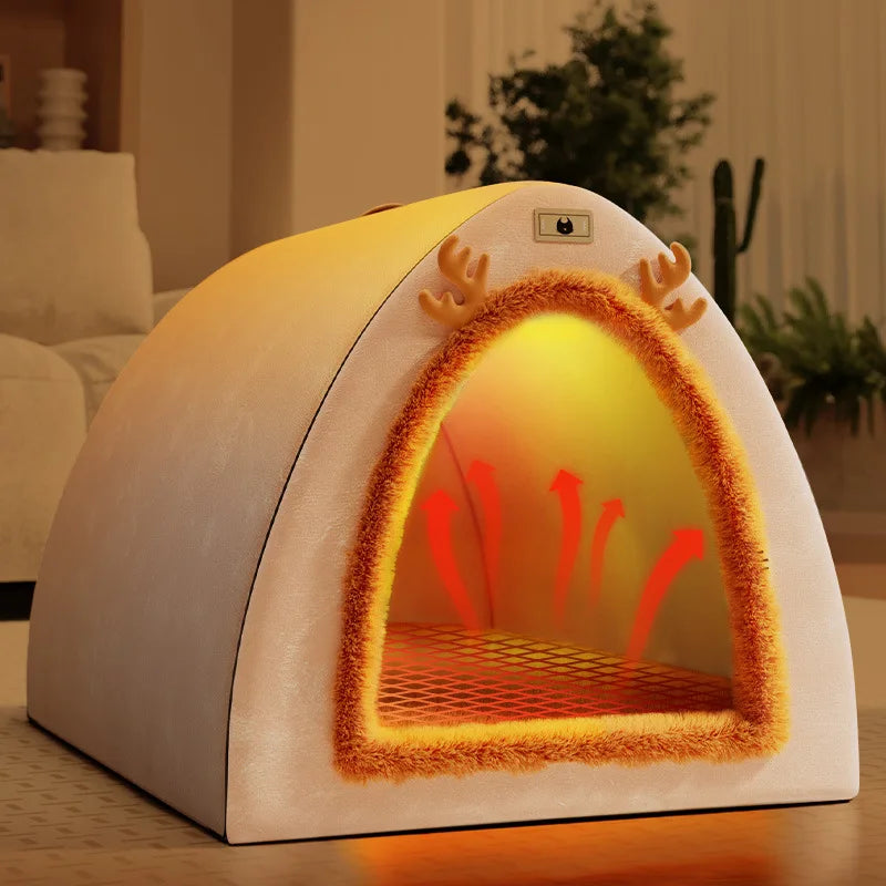 Kennel Autumn and Winter Warm Large Dog Winter House Removable and Washable Closed Bed House Villa Cat Nest Pet Tent Accessories