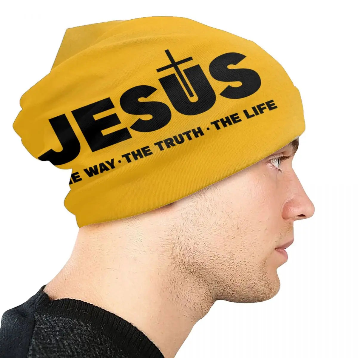 Custom Jesus Christ The Way The Truth The Life Skullies Beanies Winter Knitted Hat Religion Cross Christian Faith Bonnet Hats