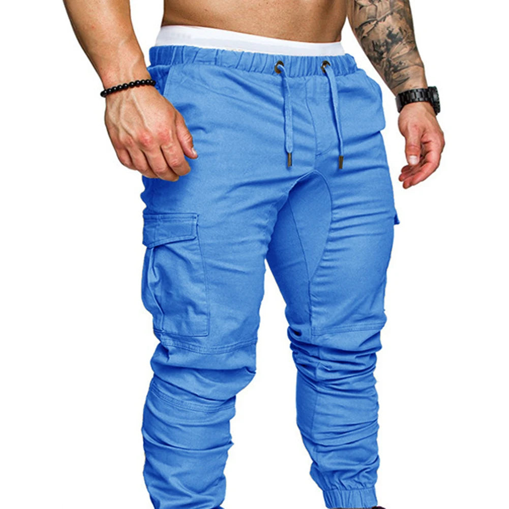 Sweatpants  Streetwear Trousers Men's Pants Waist Drawstring Ankle Tied Skinny Cargo Pants Men Casual Solid Color Pants