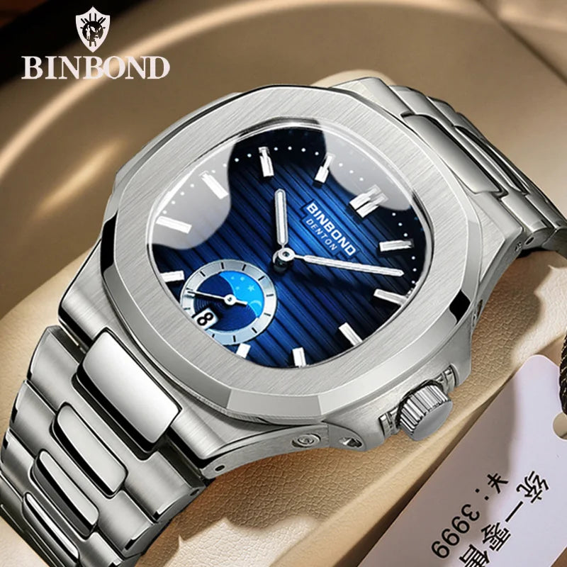 BINBOND Neue Casual Business Uhr Männer Luxus Quarzuhr Leuchtende Wasserdichte Datum Mode Quarz armbanduhren Relógio Homem