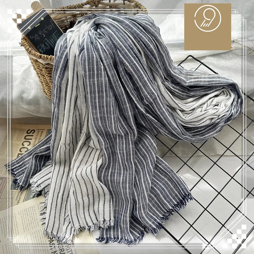 Cotton Linen Men Scarf Fashion Brand Men's Striped Scarves Winter Warm Neckerchief Pashmina Casual Tassel Bufandas Shawls