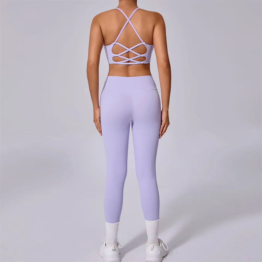 Yoga Set 2PCS Gym Set Workout Clothes for Women Seamless High Waist Leggings Sports Bra Suit Female Sportswear Women Tracksuit