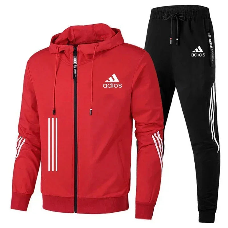 Men's clothing Spring and autumn zipper hoodie + pants 2 sets of leisure fitness breathable fashion high quality jogging suit