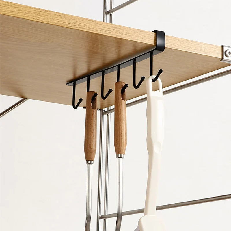 Kitchen Hanger Iron Hooks Shelf Free Of Punch Rack Multifunction Hanger For Kitchen Gadgets Cabinet Cupboard Dish Organizer