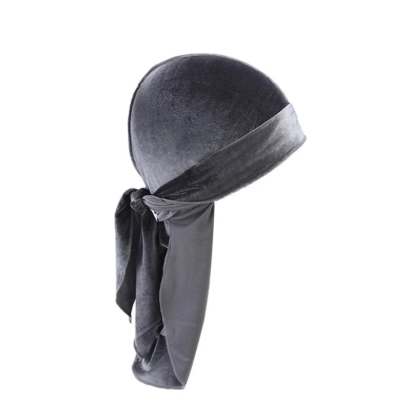 Fashion Velvet Bandana Hats Durag For Men Women Du Rag Unisex Solid Head Wrap Stretch Riding Helmet Bottom Hat Pirate Bonnet Hat